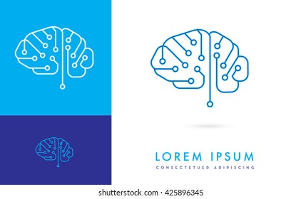 VECTOR LOGO / ICON OF A DIGITAL CIRCUIT INCORPORATED WITH A BRAIN