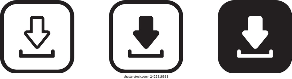 vector logo icon download. download symbol. black and white outline. 