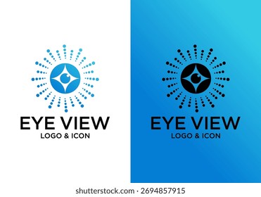 Vektorlogo Symbol Auge mit abstrakten Technologie Punkte