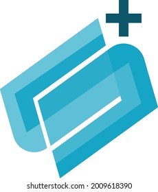 Vector logo (icon) of file sorting and adding new. Letter "S" (of two files), plus sign like "adding new" file 