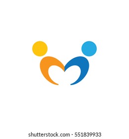 vector logo icon of friendship, dependence, empathy, bonding. this also represents concepts like responsibility, concern, care, together, sympathy, trust, faith, hope & expectation, assurance