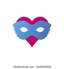 Vector logo icon heart in mask