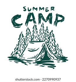 vector logo icon illustration of camping with unique and attractive lines depiction in vintage style