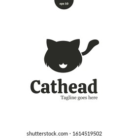 Vector logo icon illustration. Cat head logo isolated on white. eps10