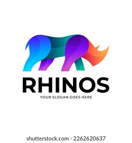 Vector logo icon illustration rhino gradient colorful style