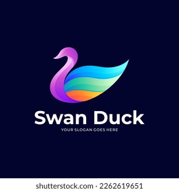 Vector logo icon illustration swan duck colorful style