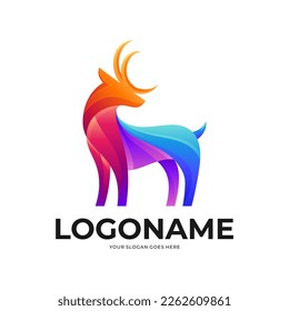 Vector logo icon ilustration Deer rainbow gradient colorful style