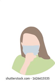 Vector logo or icon image woman wearing surgical mask to prevent virus and diseases
