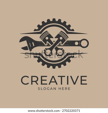 vector logo icon for motorcycle repair shop tools service