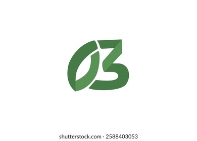 Vector logo icon number 03 green color white background.