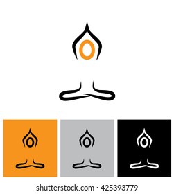 vector logo icon person doing meditation and yoga. this also represents person doing religious prayer to god, worshiping god, spiritual practices, etc