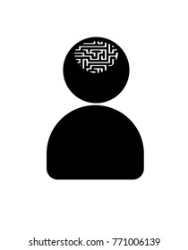 Vector logo or icon of a person with labyrinth in the brain.