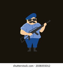 vector, logotipo, icono soldado con arma