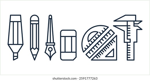 Vector logo, icon for a stationery store line art 