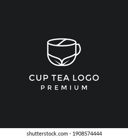 Vector logo icon tea cup. in black backround