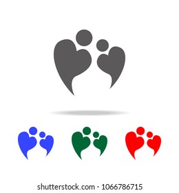 vector logo icon of two people in love forming heart symbol icon. Elements of family multi colored icons. Premium quality graphic design icon on white background