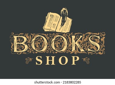 Vector Logo Icon Vignette Label Books Stock Vector (Royalty Free ...