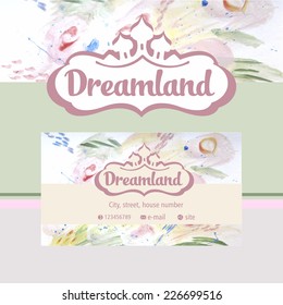 Vector logo and identification. Business card, banner. Perfumes and cosmetics. Dreamland. Floral fragrance