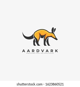 Vector Logo Illustration Aardvark Walking Mascot Cartoon
