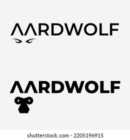 Vector Logo Illustration Aardwolf, Simple flat vector sign, logo, symbol, print art illustration design. Logotype