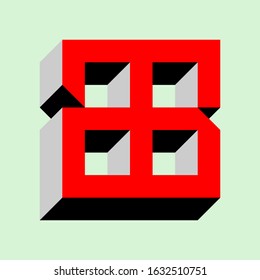 vector logo illustration from A+B letter in square,simple 3D in red,black and grey.it looks suitable for company or brand identity