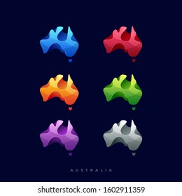 Vector Logo Illustration Abstract Australia with Separated Stacked Objects Multiple Different Color with Colorful Style