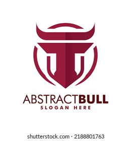 Vector Logo Illustration Abstract Bull Simple Style.