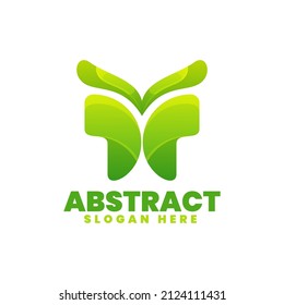 Vector Logo Illustration Abstract Butterfly Gradient Colorful Style.