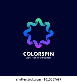 Vector Logo Illustration Abstract Flower Leaf Infinity Line Shape Colorful Style