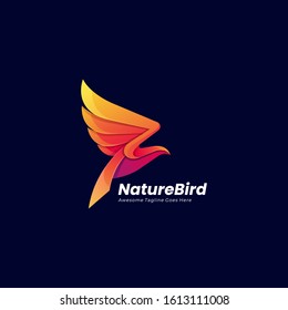 Vector Logo Illustration Abstract Flying Bird Animal Stacked Shape Colorful Style