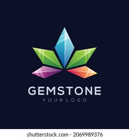 Vector logo illustration abstract gem stone shape colorful style