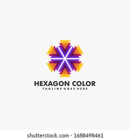 Vector Logo Illustration Abstract Hexagon Gradient Colorful Style.
