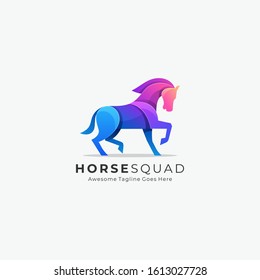 Vector Logo Illustration Abstract Horse Animal Geometric Shape Colorful Style