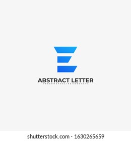 Vector Logo Illustration Abstract Letter E Line Shape Colorful Style