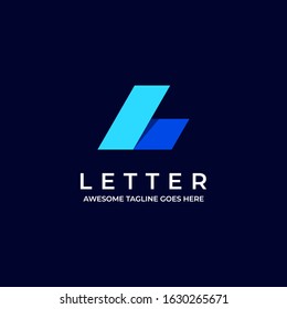 Vector Logo Illustration Abstract Letter L flat Color Line Art Style