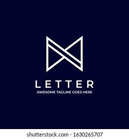 Vector Logo Illustration Abstract Letter M Line Art Style