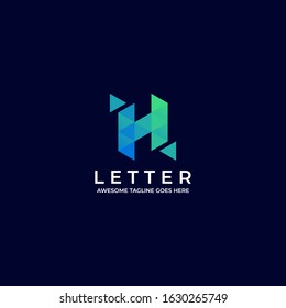 Vector Logo Illustration Abstract Letter H Low Poly Style
