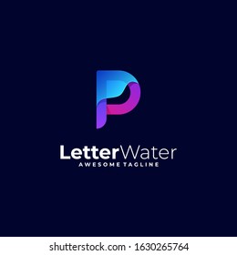 Vector Logo Illustration Abstract Letter P With Water Gradient Colorful