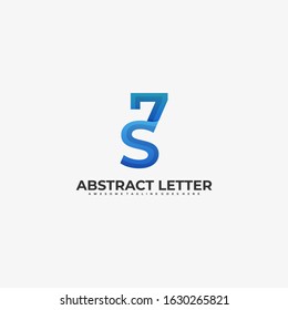 Vector Logo Illustration Abstract letter S and Seven Number Colorful Style