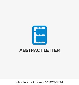 Vector Logo Illustration Abstract Letter E With Square Line Art
