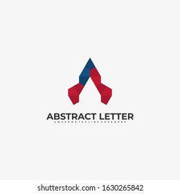 Vector Logo Illustration Abstract Letter A Flat Color Line Art Style