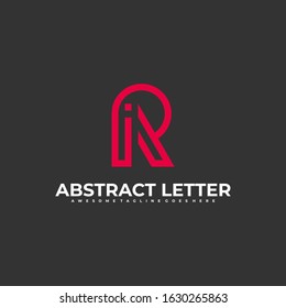 Vector Logo Illustration Abstract Letter R Flat Color Line Art Style