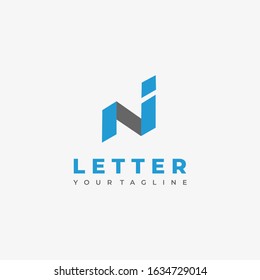 Vector Logo Illustration Abstract Letter N Line Art Style