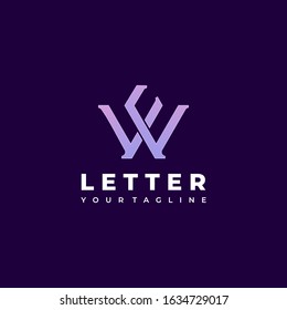 Vector Logo Illustration Abstract Letter W Line Art Style