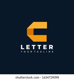Vector Logo Illustration Abstract Letter C Flat Color Line Art Style