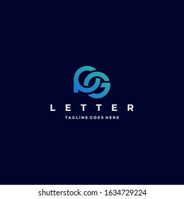 Vector Logo Illustration Abstract Letter P and G Line Shape Colorful Style