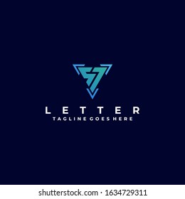 Vector Logo Illustration Abstract Letter S and J Triangle Gradient Colorful