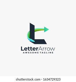 Vector Logo Illustration Abstract Letter L with Arrow Up Gradient Colorful Style