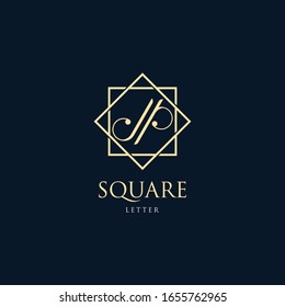 Vector Logo Illustration Abstract Letter J and P With Square Luxury Style