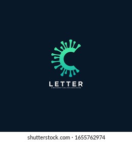 Vector Logo Illustration Abstract Letter C Gradient Colorful Style